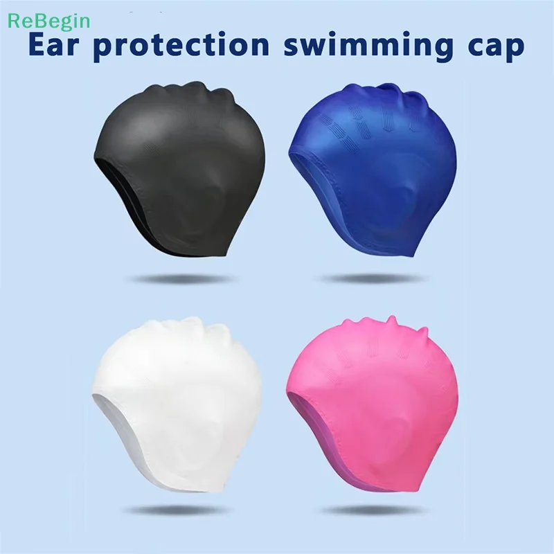 

Adults High Elastic Swimming Caps Men Women Waterproof Swimming Pool Cap Protect Ears Long Hair Large Silicone Diving Swim Hat