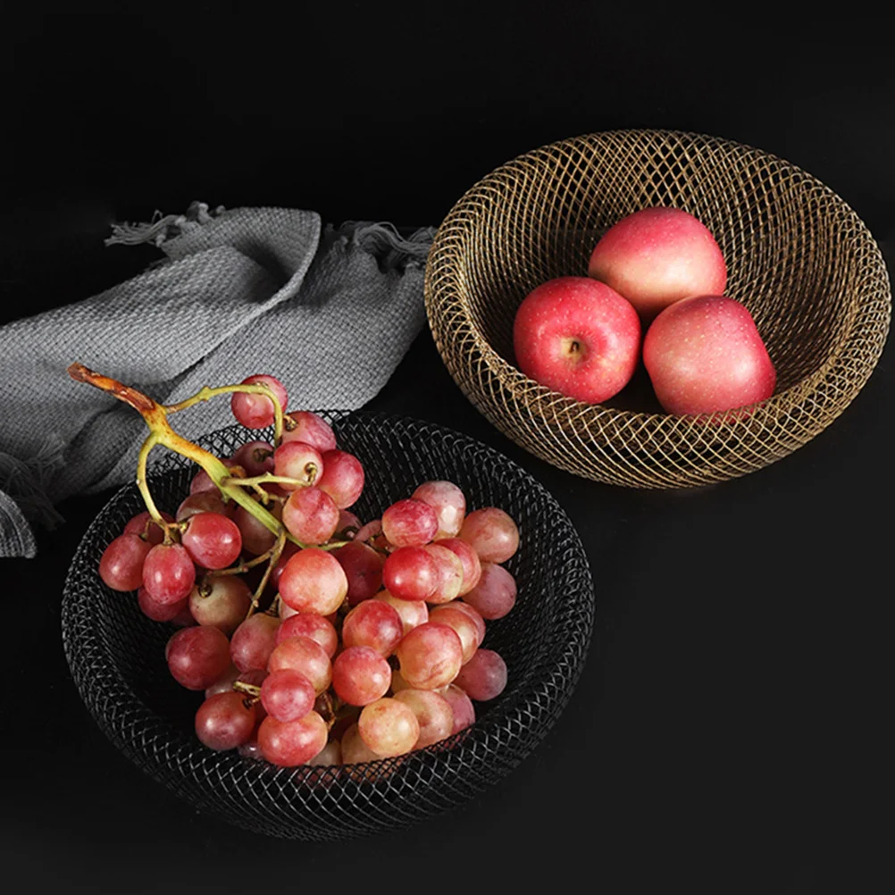

Golden Iron Art Fresh Fruit Basket Holder Double Layer Vegetable Storage Bowl Hollow Out Candies Tray Home Kitchen Decorative