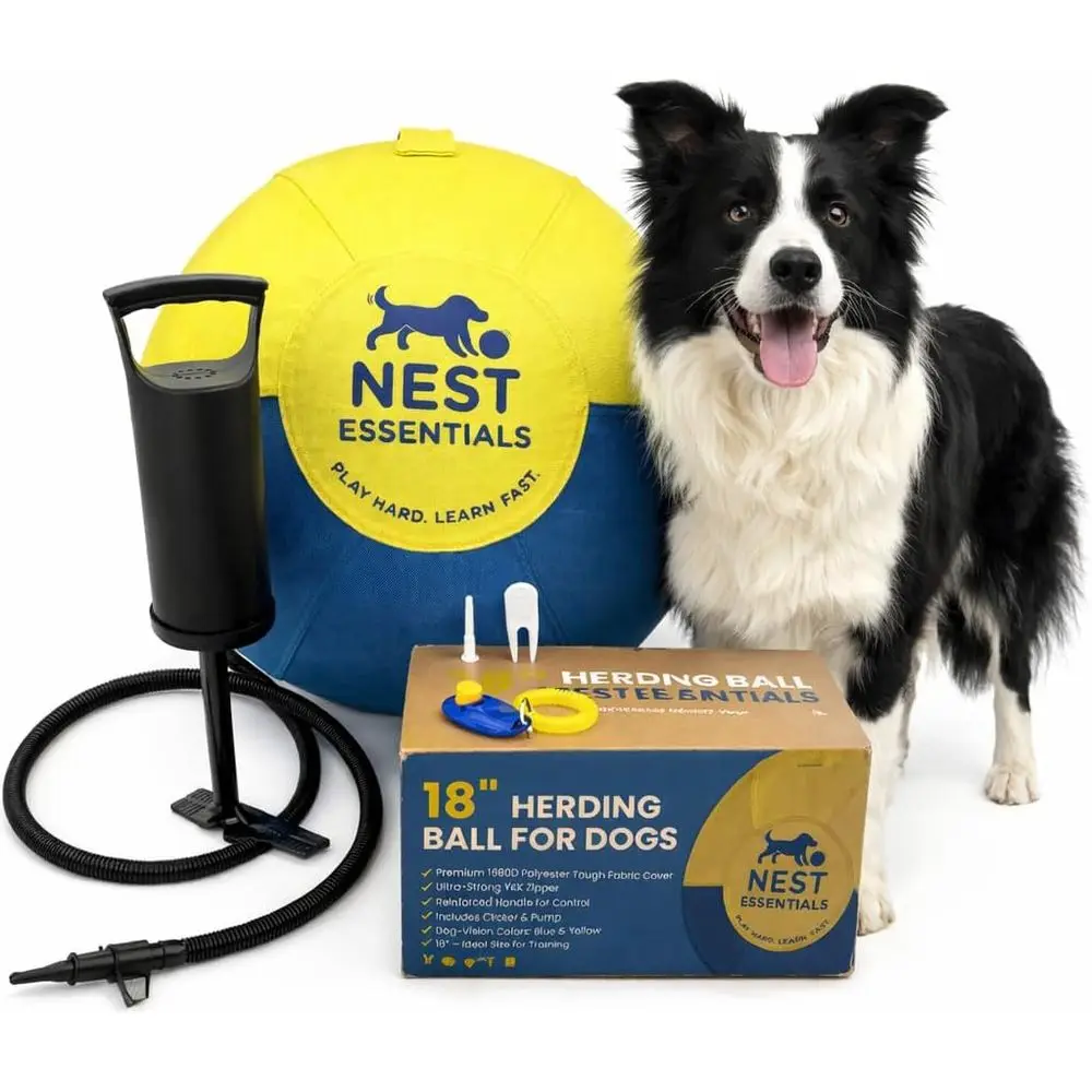 

Durable 18 Training Dog Ball with Pump for Medium & Large Breeds - Blue and Yellow | Tough 1680D Fabric
