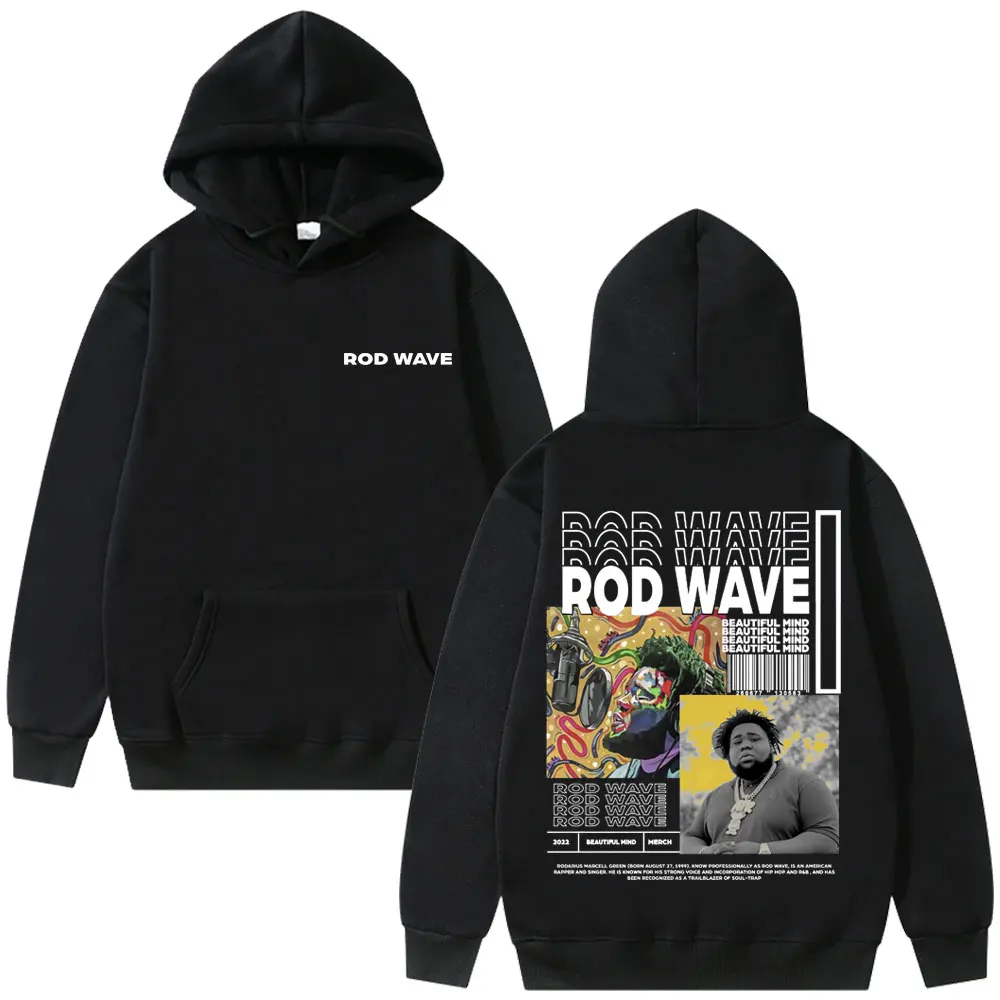 

Rod Wave Beautiful Mind Album Cover Graphic Hoodies Men Women Hip Hop Vintage Rap Sweatshirt Men's Clothing Oversized Pullover