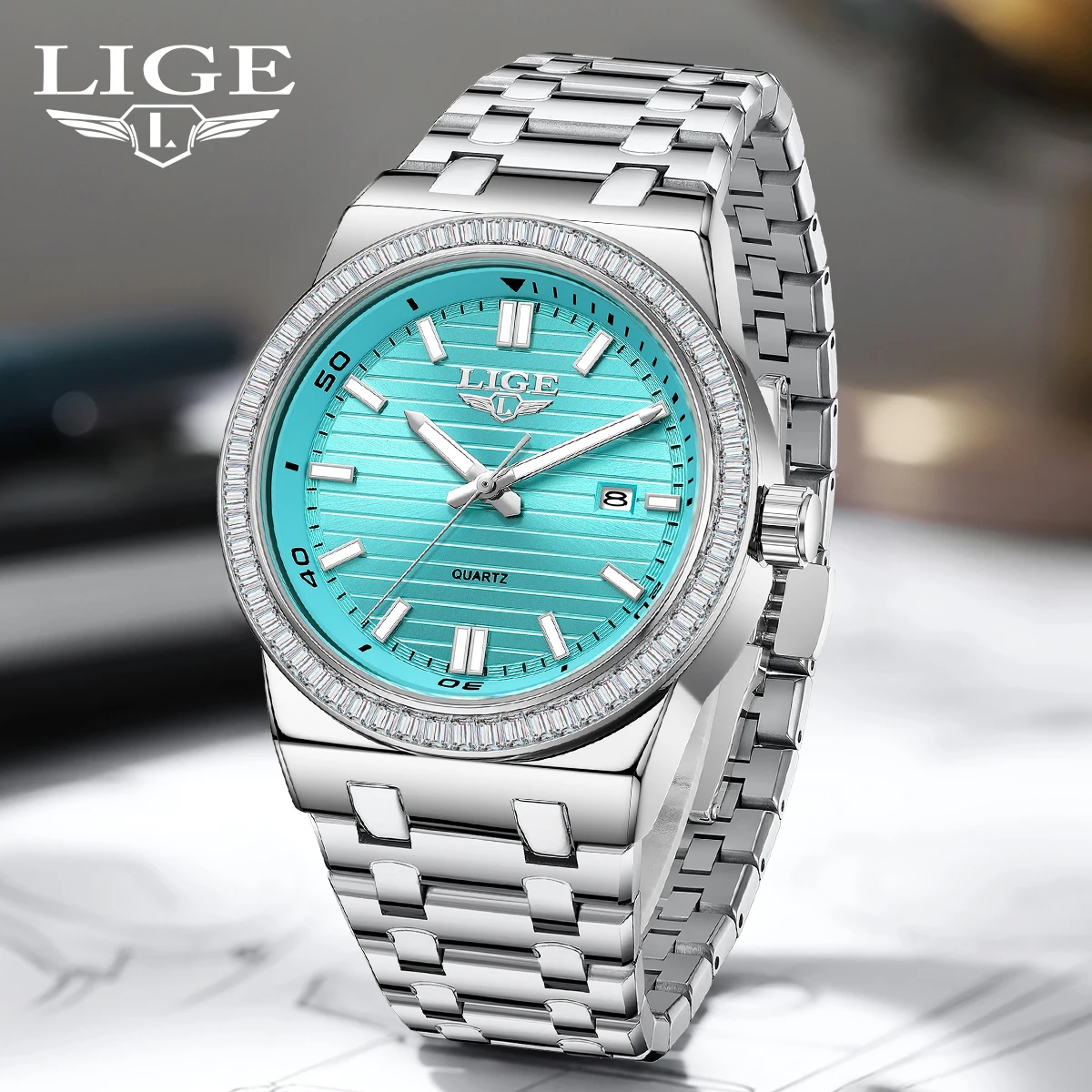 

LIGE original classic men's watch fashion top men's quartz waterproof luminous luxury simple calendar mens wristwatch reloj+BOX
