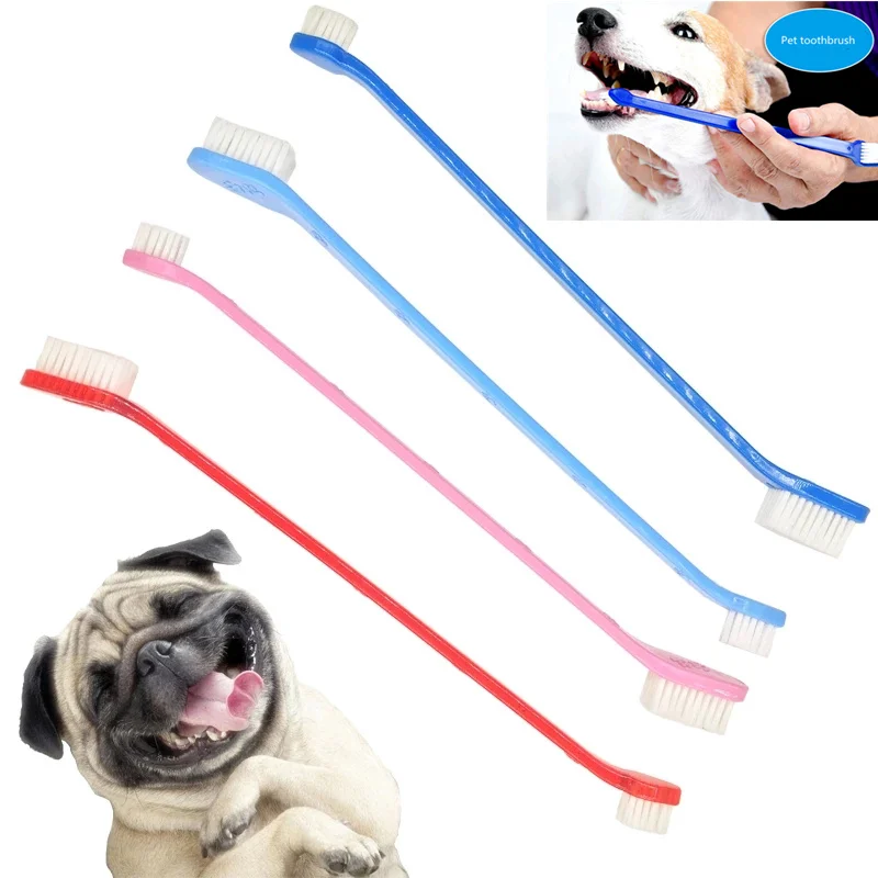 Super Soft Pet Toothbrush Double Head Dog Brush Bad Breath Tartar Teeth Tool Dog Cat Cleaning Supplies