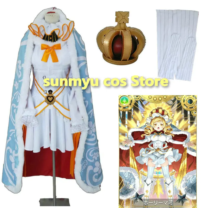 

Puella Magi Madoka Magica Holy Mami Косплей Костюм Нестандартного Размера Полный комплект Платье-накидка с короной