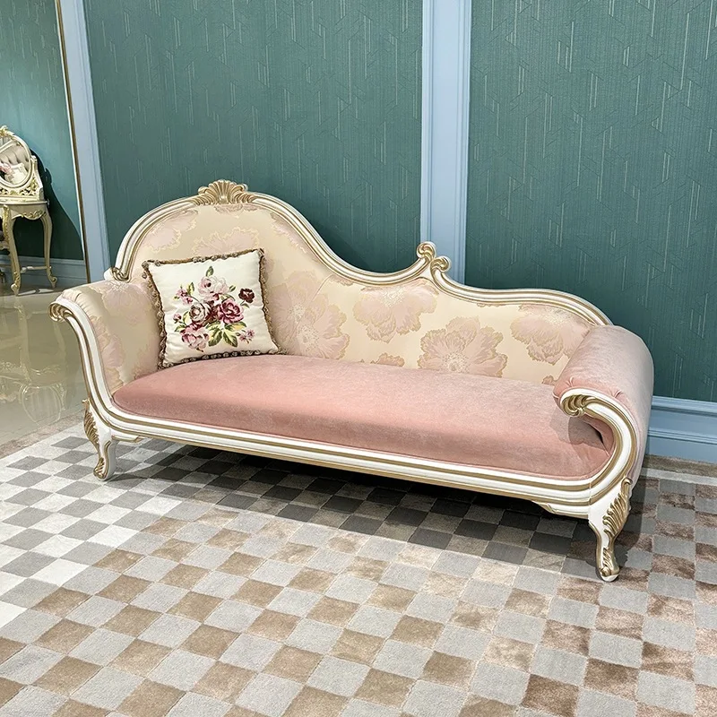 French fabric chaise longue, European court beauty couch neoclassical embroidery