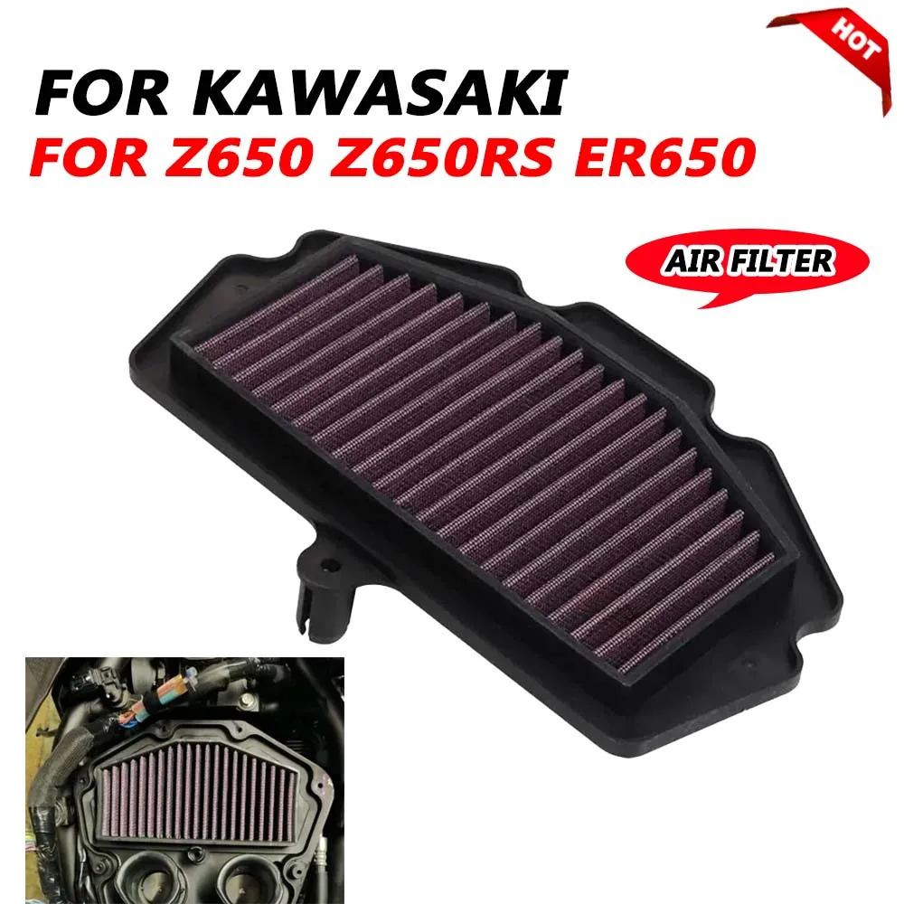 

Воздушный фильтр для Kawasaki Z650RS ER650 Z650 RS 2022 2023 Z650 2017 2018-2024, воздухозаборник, воздухоочиститель, протектор двигателя