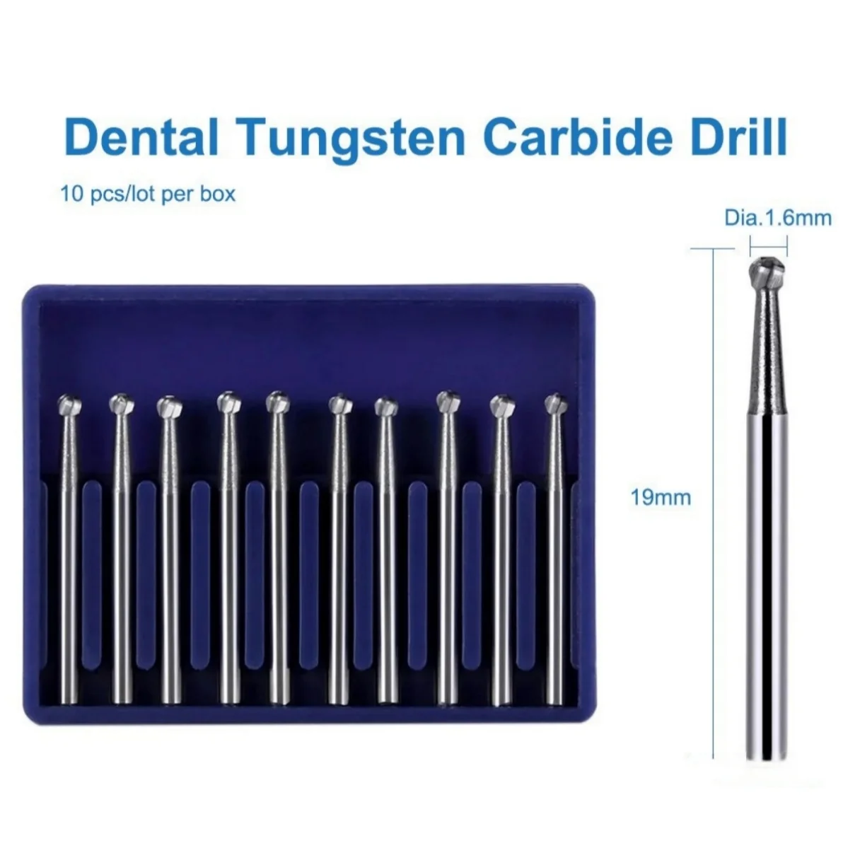 

Dental Tungsten Carbide Drill FG Tungsten Steel Burs for High-Speed Handpiece Diameter 1.6mm Length 19mm