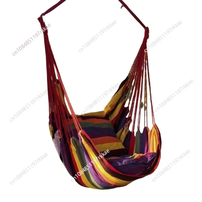 Canvas Hanging Hammock Chair Hanging Rope Swing Bed 200KG Load Bearing For Outdoor Garden Porch Beach Camping Travel no cushion