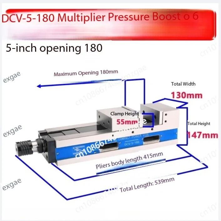 Precision Hydraulic Vise 5 Inch Pneumatic Hydraulic Flat Mouth Vise Force 3000- 6000KGF Suitable for CNC Machining Centers