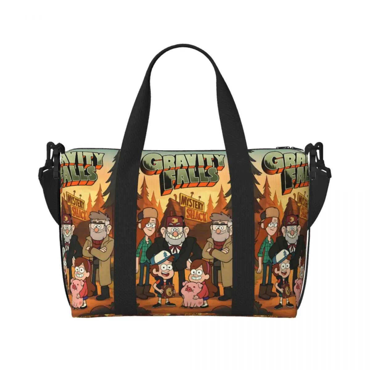 

Custom Gravity Falls Beach Tote Bag for Women Classical Printing Fasionable Film Large Compartment Gym Beach Travel Bags