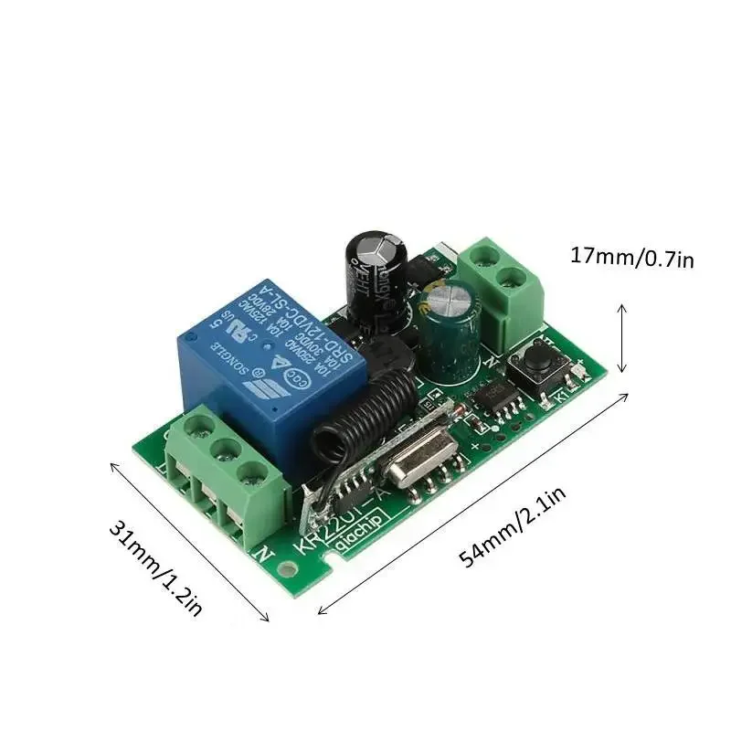 Récepteur relais de commande à distance RF AC 85 ~ 220V 1CH, pour contrôle universel de Garage et dispositif électrique de LED, moteur et pompe