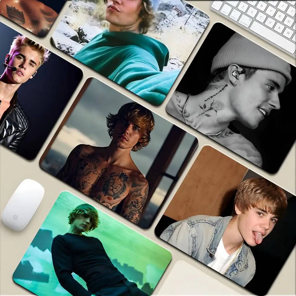 Justin Bieber Mousepad Small LockEdge Mouse Pad For Gamers Computer Desk Pad Rectangular Anti-slip Rubber