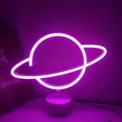 LED Neon Lampe elliptischen Planeten geformte Erde Zeichen Neonlicht Batterie nach Hause dekorative Wand leuchte Weihnachten Party Raum beleuchtung