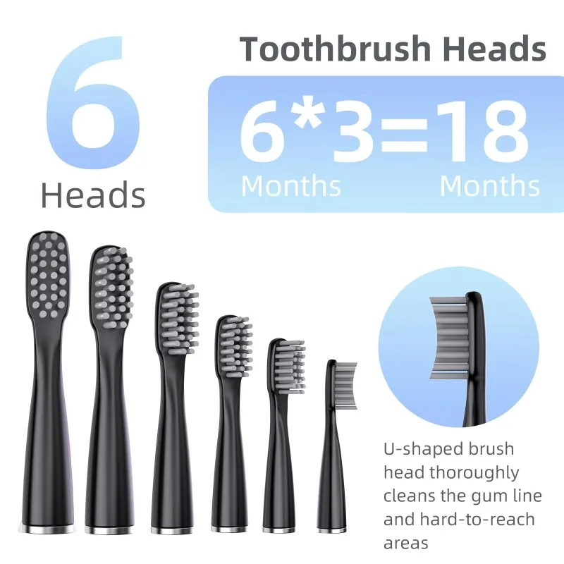 

5 шт./упак. Сменные насадки для электрической зубной щетки Sarmocare M200, нейлоновая щетина, мягкая U-образная насадка