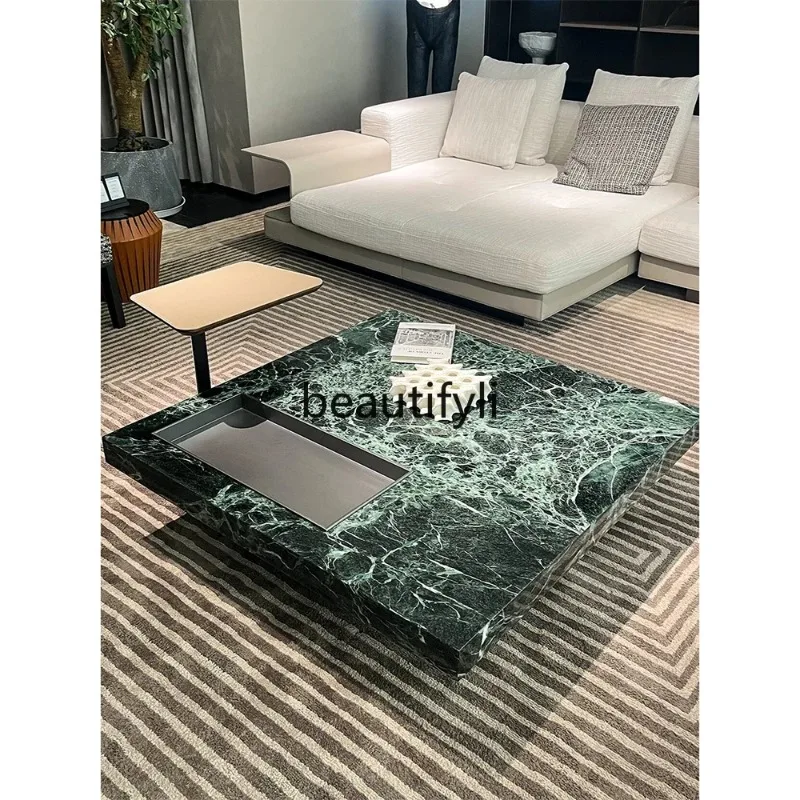 

Набор кофейных столиков из натурального мрамора для гостиной, итальянский минималистичный современный стиль, простой и элегантный, в стиле лёгкой роскоши.