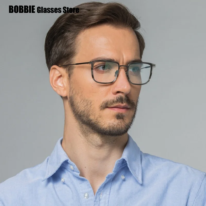 

Pure Titanium Acetate Glasses Frame Man Square Big Face Japanese Handmade Eyeglasses Frames EMPIRE Optical Prescription Eyewear