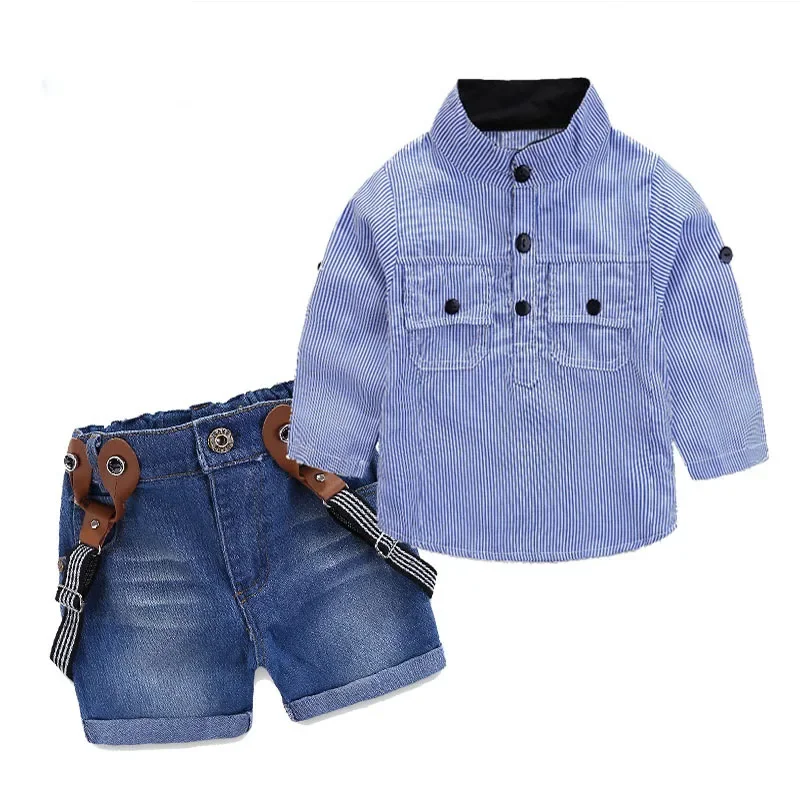 

Boys Sling Strap Casual Costume Shirt + Shorts Set 1-6T - Hot Sell Toddler Children Clothing - Kids Clothes Retail Boys Suit Set