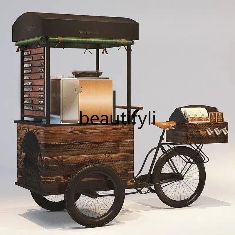 35Outdoor Promotion Rideable Mobile Coffee Food Cart Stall Mall Display Ice Cream Food Street Tricycle