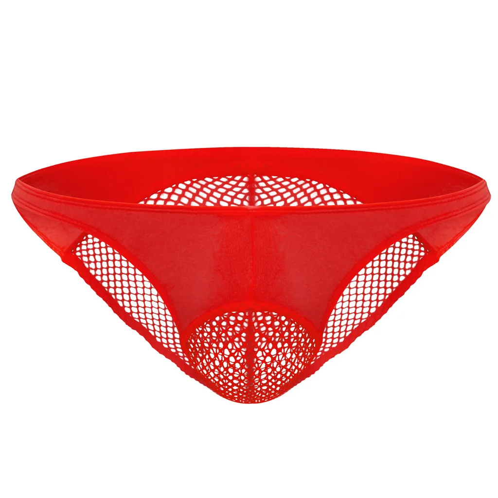 Men's Semi Transparent Erotic Brief Underwear Gays Sexy Low-rise U Convex Pouch Panties Mesh Breath Comfort Quick Drying Mankini