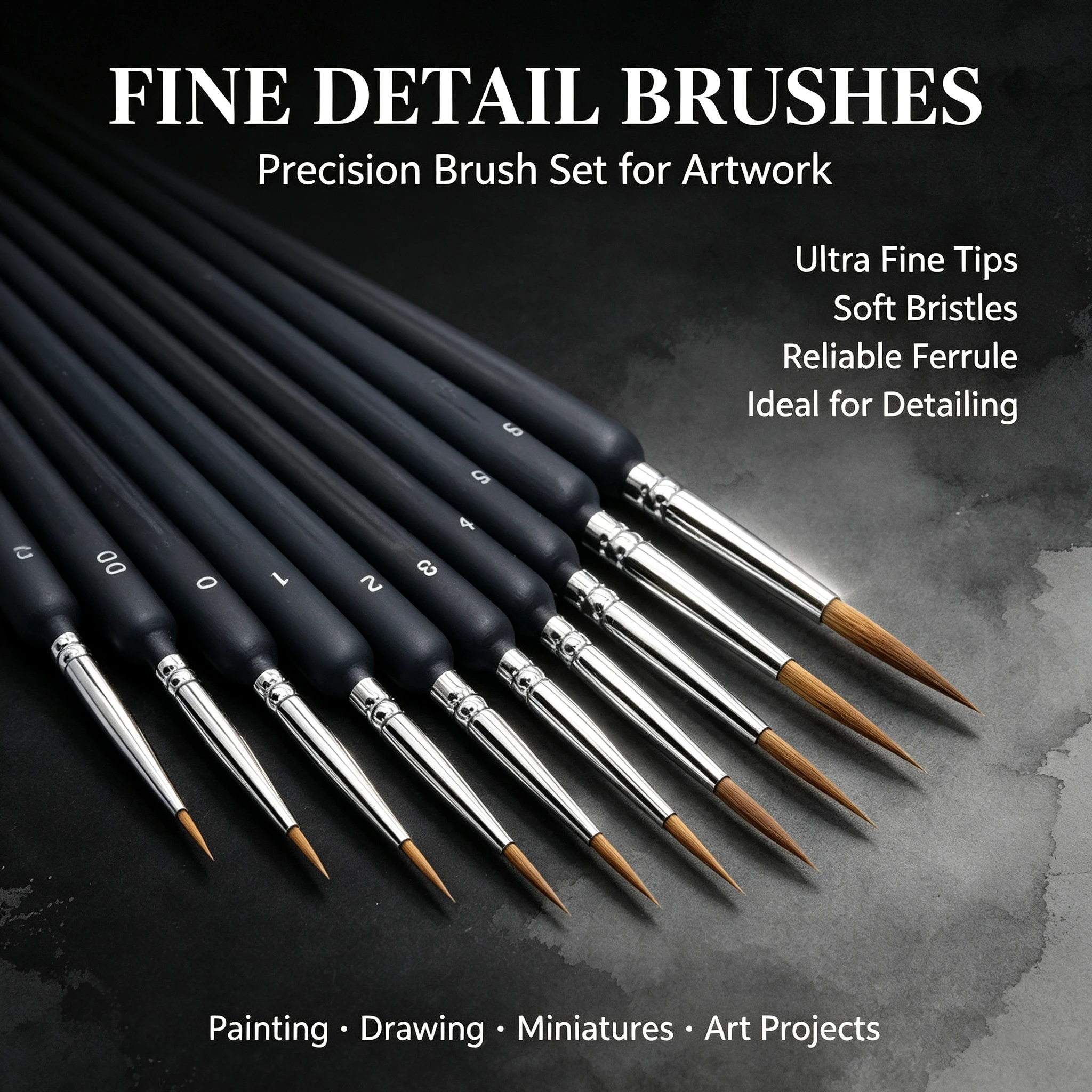 11Pcs Miniature Fine Detail Paint Brushes Wooden Handle Precision Painting Brush for Acrylic Watercolor Gouache Artist Supplies