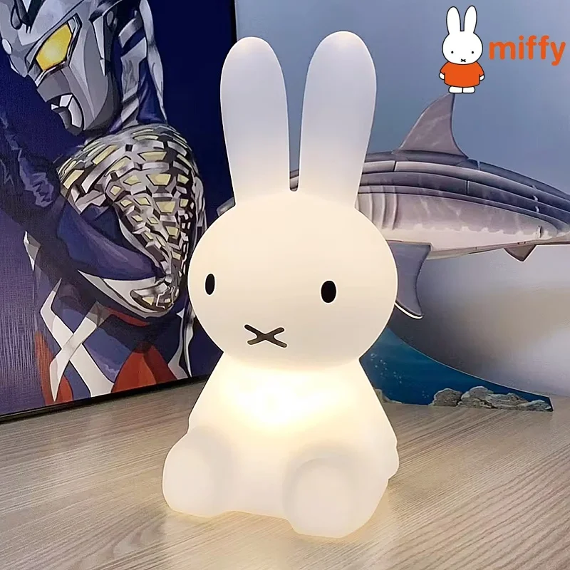 Hot New 28cm Ins Nordic Style Miffy Kawaii Colorful Remote-Controlled Bedroom Ambient Light Cartoon Night Light Cute Gift Toy