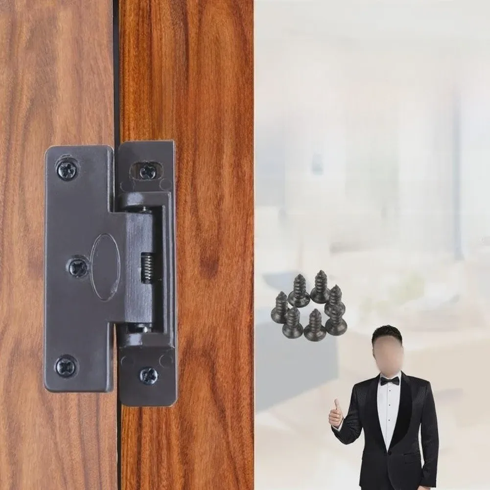 Black Flat Furniture Hinges Plastic Spring Hinge Set Resistant To Wear Stable And Flexible Countersunk Screw Holes
