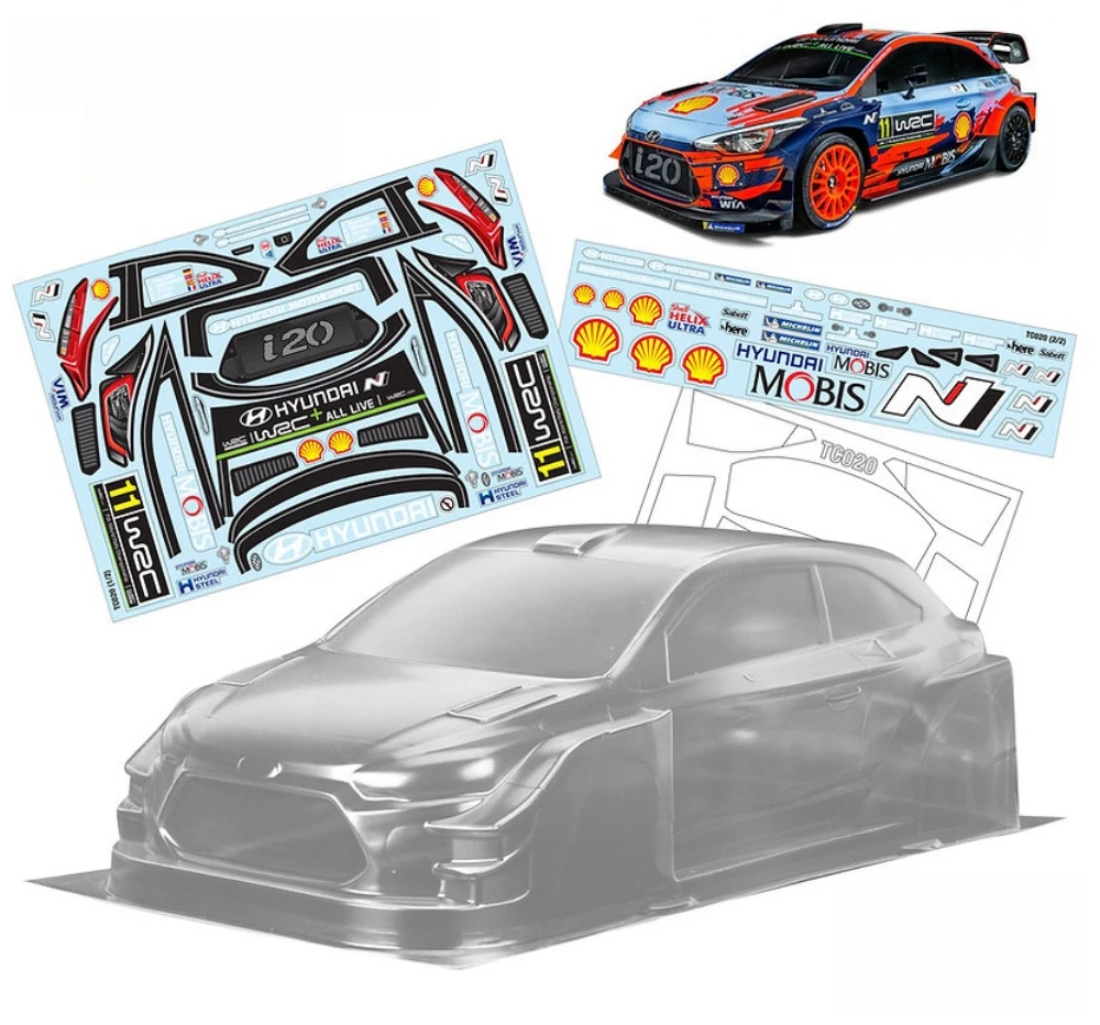 Scale 1/10 Hyundai i20 Lexan body sets for RC Drift Chassis 255-260mm Wheelbase Tamiya TT01 TT02 XV01 XV02 Kyosho fazer mk2