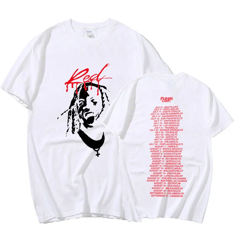 Playboi Carti Music Album Whole Lotta Red Print T-shirt Men\'s Clothes Vintage Rapper Hip Hop T Shirt Summer Casual Gothic Tops