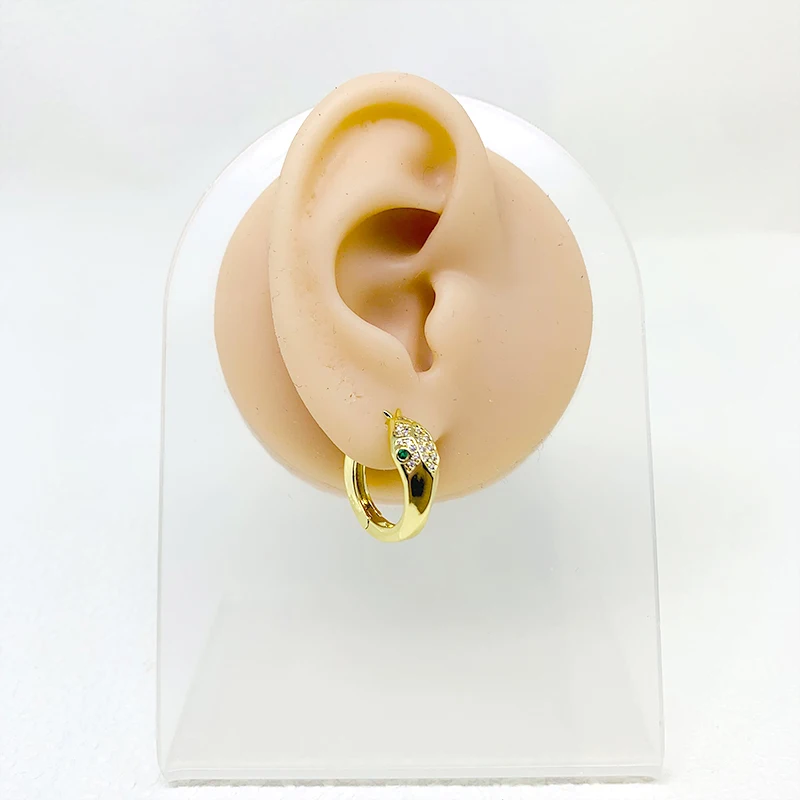 ZHUKOU Snake Round Hoop earrings Oval Cubic Zirconia Hoops women exquisite Gold color piercing huggie earrings wholesale VE884
