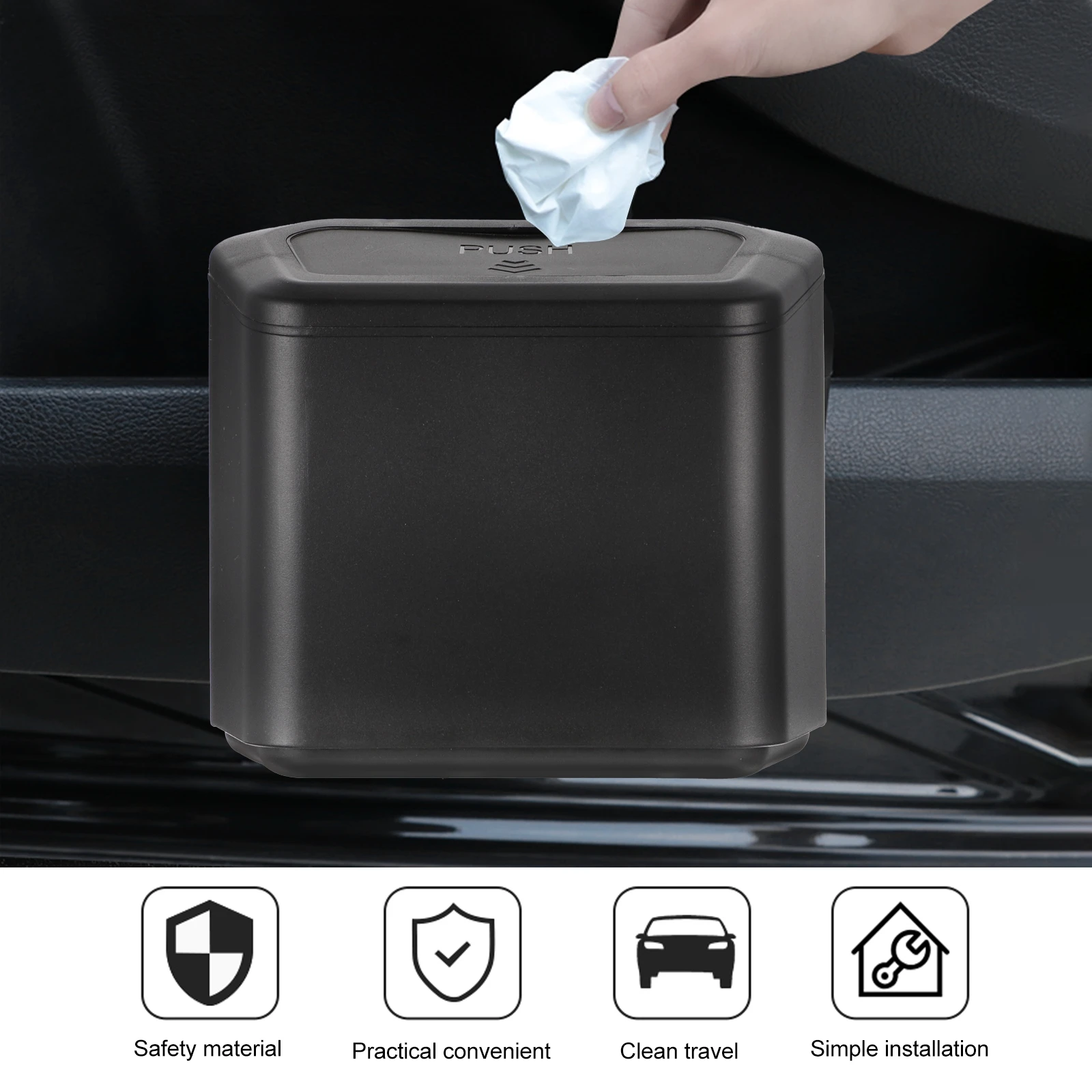 

Car Trash Can Home Garbage Bucket Wastebasket Bin Plastic Strong Durable No Smell Spread Fruit Peel Paper Scrap Small Storage