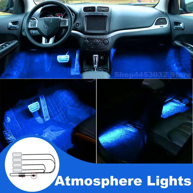 Car Assecories For Dodge Challenger Grand Caravan Durango Dart Dakota Led Lamp Usb Foot Ambient Light Interieurs Voiture Blue