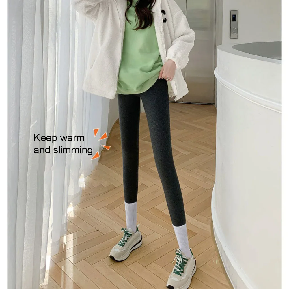 Women High Waist Leggings Fleece Skinny Trousers Thickened Winter Warm Pants