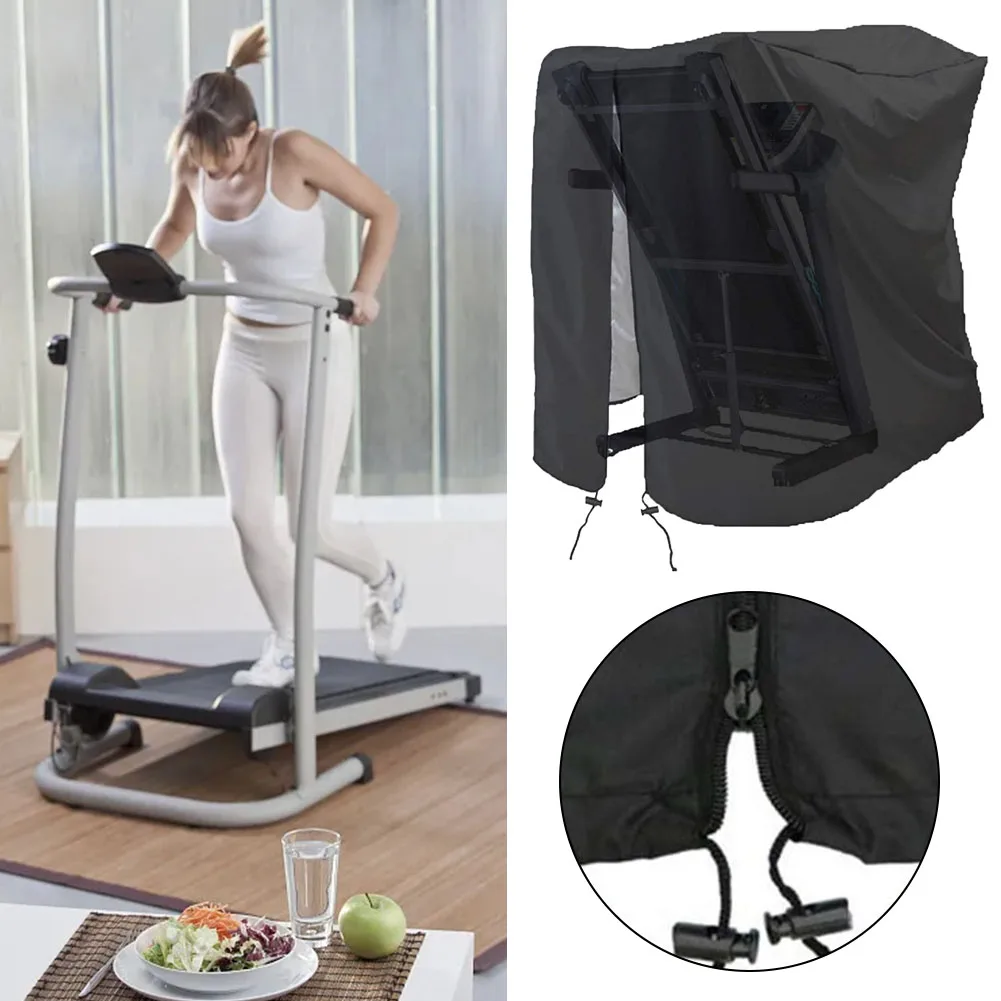 Black 210D Oxford Folding Treadmill Cover Waterproof Dust Protector For 46x38x66 IncOutdoor Gym Equipment Storage Case