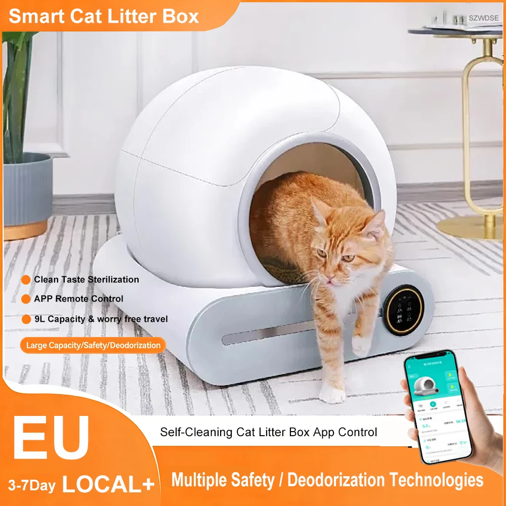 Image of Intelligente Selbstreinigende Katzentoilette 65L Extra Groß Geschlossene Automatische Katzentoilette mit WLAN-App-Steuerung und Müllbeutel Katzenklo