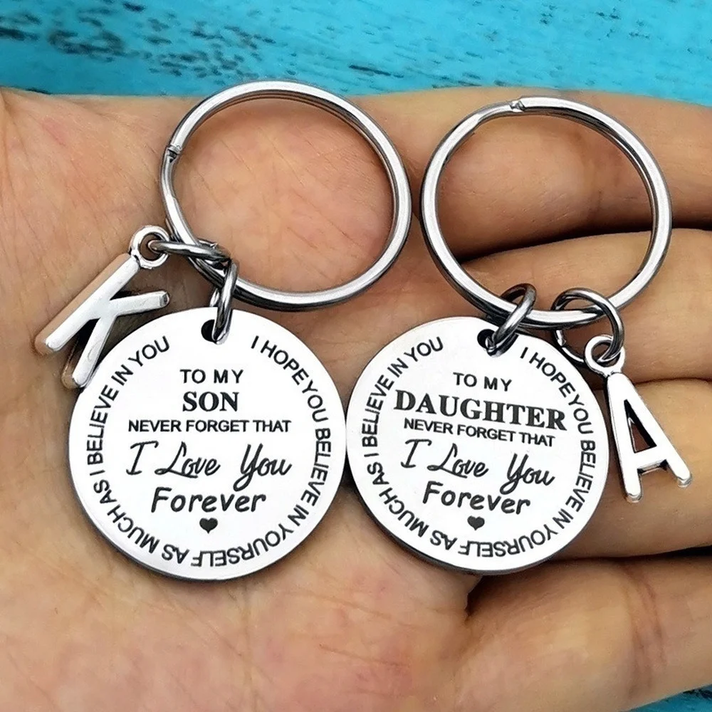To My Son Daughter Inspirational Gift Keychain From Dad Mom Never Forget That I Love You Forever Back to School DIY gift fo Boys