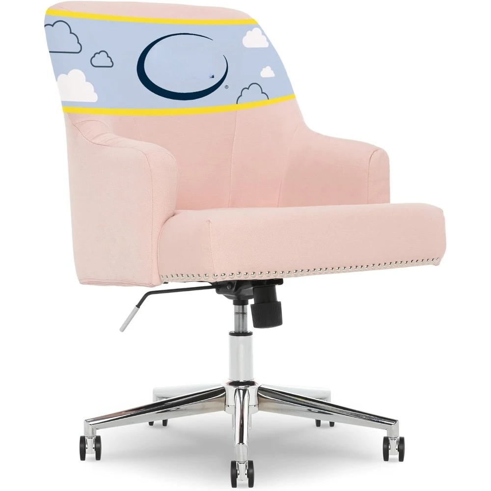 Leighton Modern Office Chair, Stylish Mid-Back Desk Chair, Rivet Detail, Serta Quality Memory Foam, Armchair with Wheels