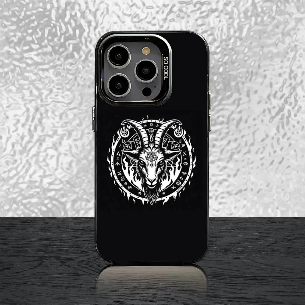 Satanic Goat Satan Devil Phone Case For iPhone 16,15,14,13,12,11,Pro,XS,Max,Plus,Mini,SE Black Candy Matte Shockproof Cover