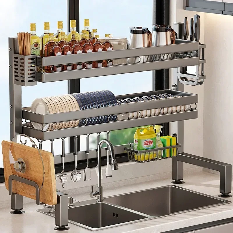 

Space-Saving Countertop Dish Drainer Multi-Layer Carbon Steel Rack