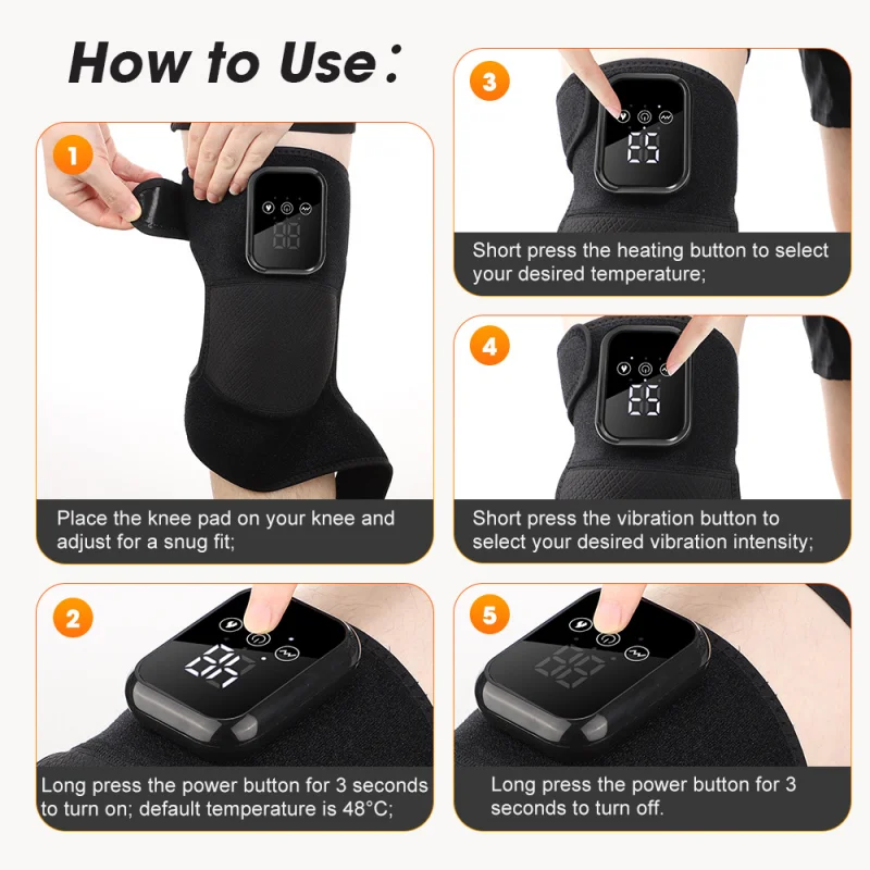 ホットコンプレス膝スマート振動マッサージ膝パッド加熱ラップベ - Smart Knee Wrap のレビューと価格