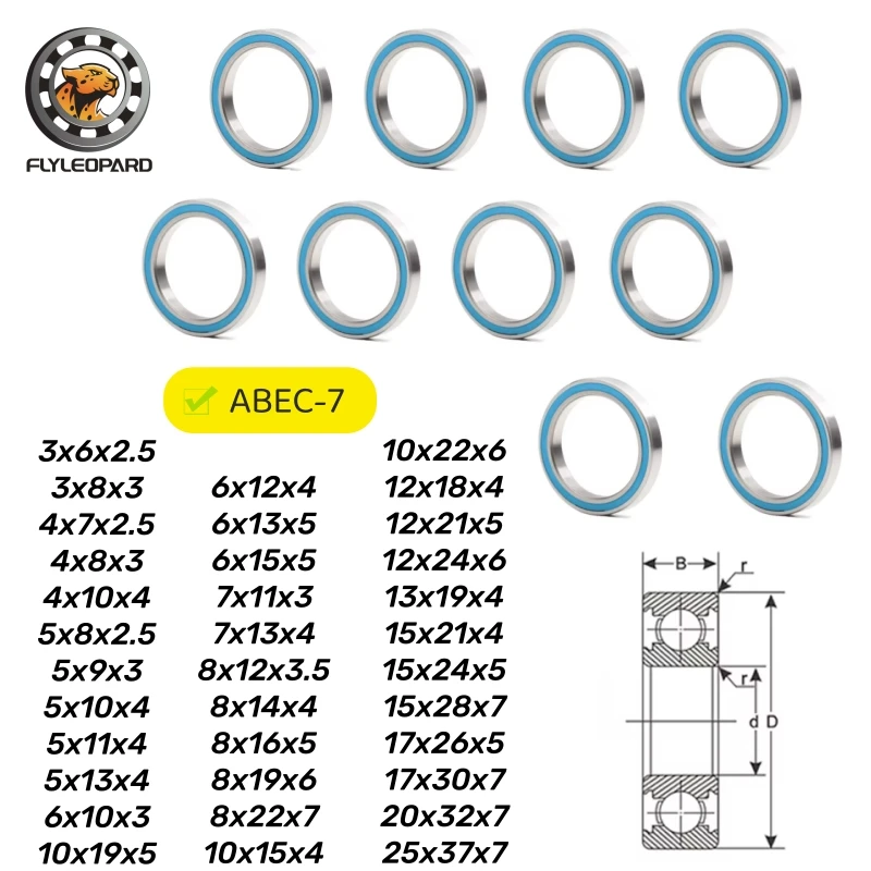 

10pcs 6801-2RS Bearing 12x21x5 mm ABEC-7 Thin Section Ball Bearing 686 688 6800 6802 6803 6804 6805 2RS with Blue Sealed