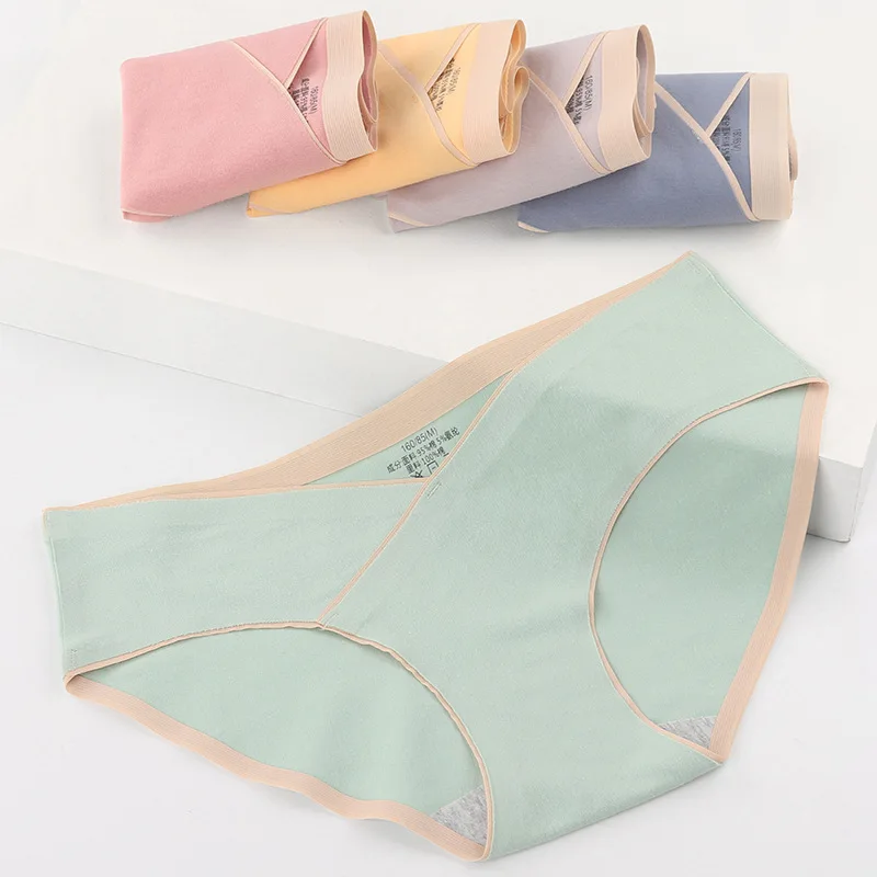 5 шт., тонкое бесшовное нижнее белье из чистого хлопка для беременных с низкой талией, мягкие и удобные дышащие треугольные брюки большого размера