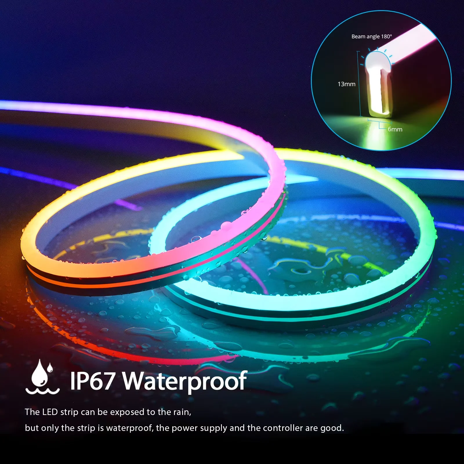 5V USB RGBIC Neon LED Strip,1/2/3/4/5M IP65 RGBIC Neon lamp tape with Bluetooth App and Remote For DIY Neon Deocoration Lighting