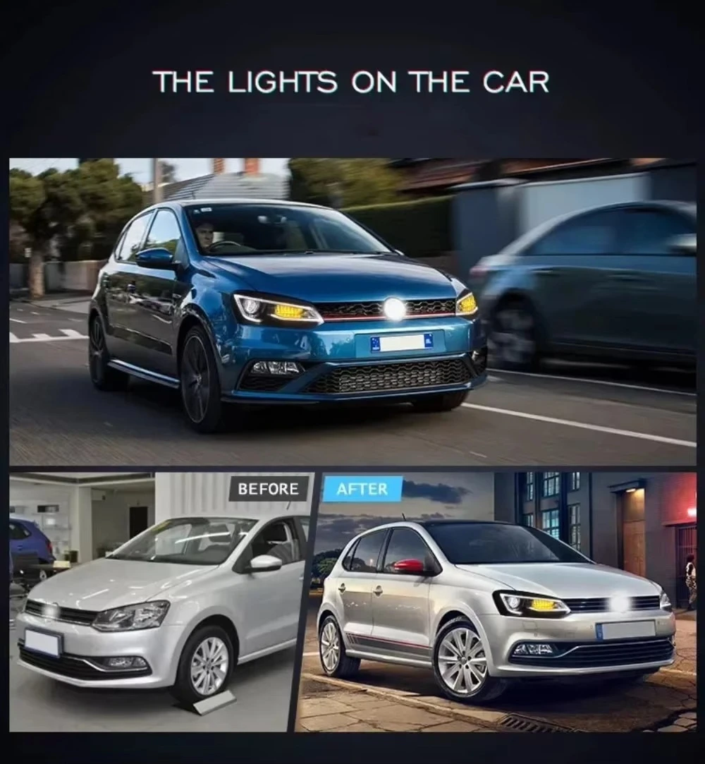 Polo Headlight 2011-2018 LED Lens Upgrade Front Lamp Car Accessories Hot Selling Plug and Play DRL for