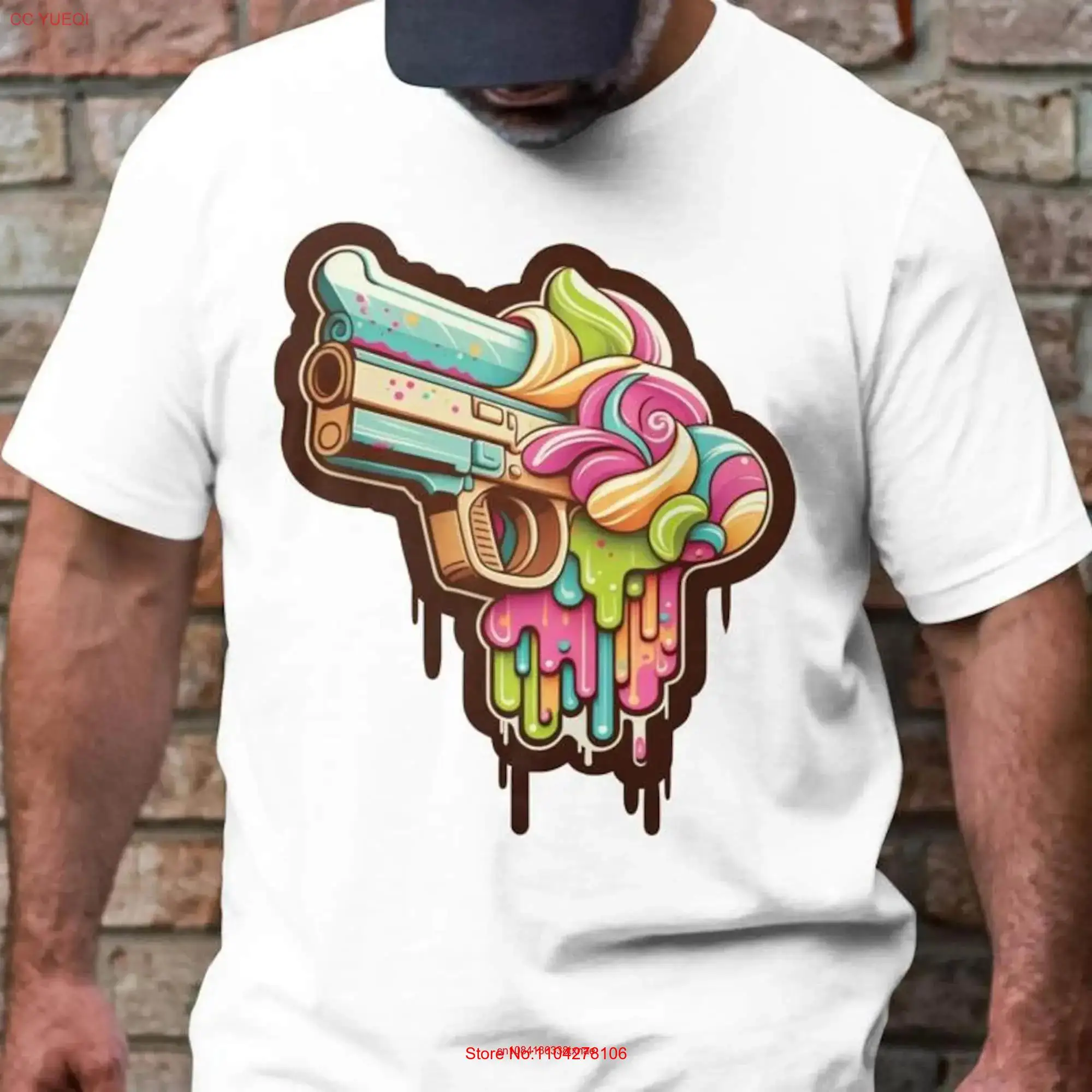 Graffiti Gun T Shirt 2nd Amendment Style Streetwear Handgun Urban long or short sleeves