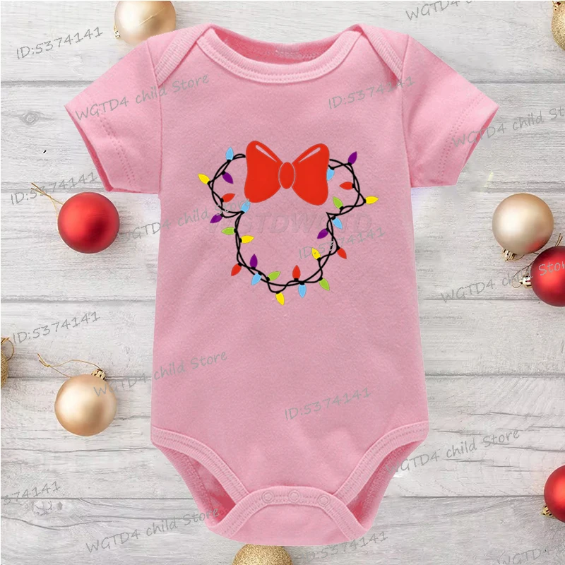 

Baby Girl Boy Jumpsuit Christmas Lights Mouse Cartoon Newborn Bodysuits Merry Christmas Cute Mouse Ears Cotton Baby Romper