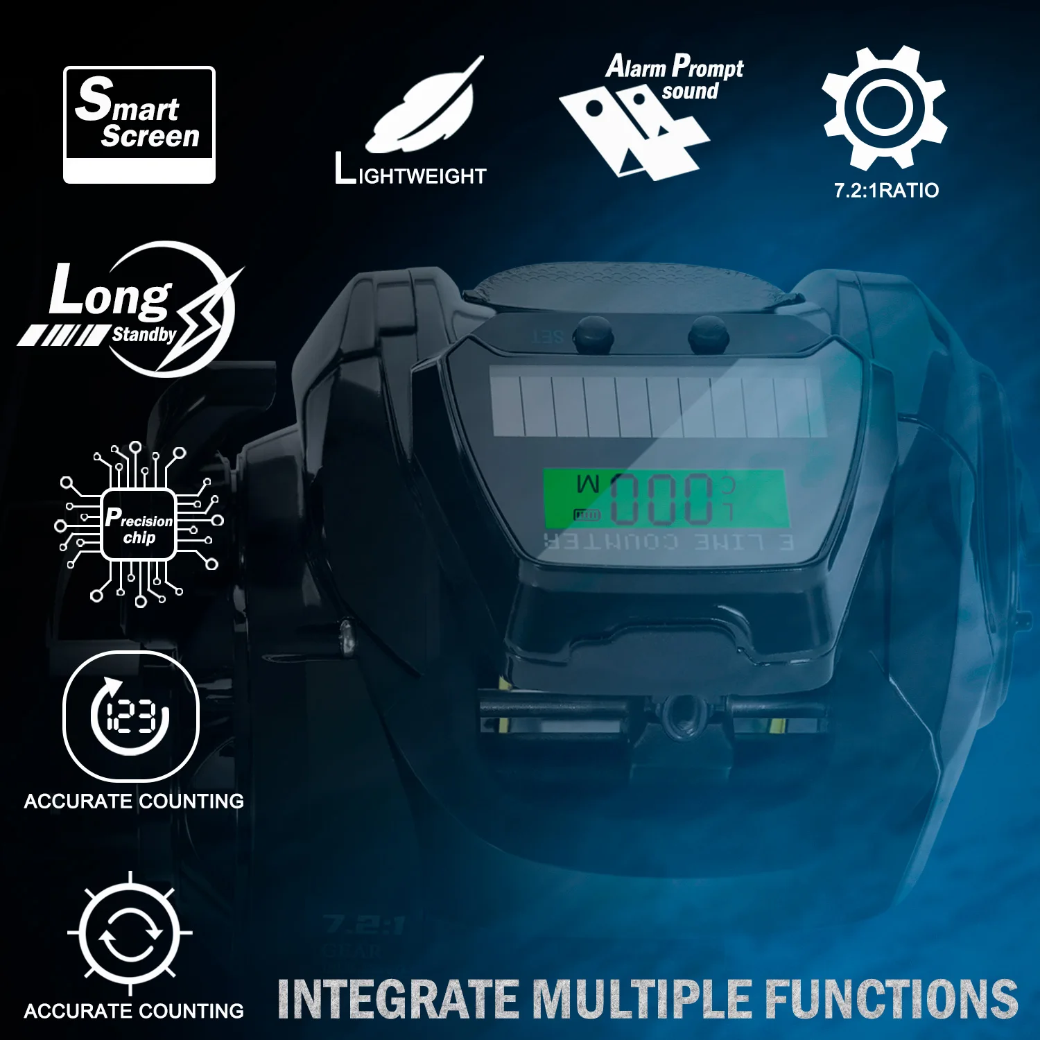 SAMOLLA Neue elektronische Angelrolle Solar + USB-Aufladung, großer Bildschirm, Baitcasting-Rolle, Salzwasser, wasserdicht, Casting – Detail 6
