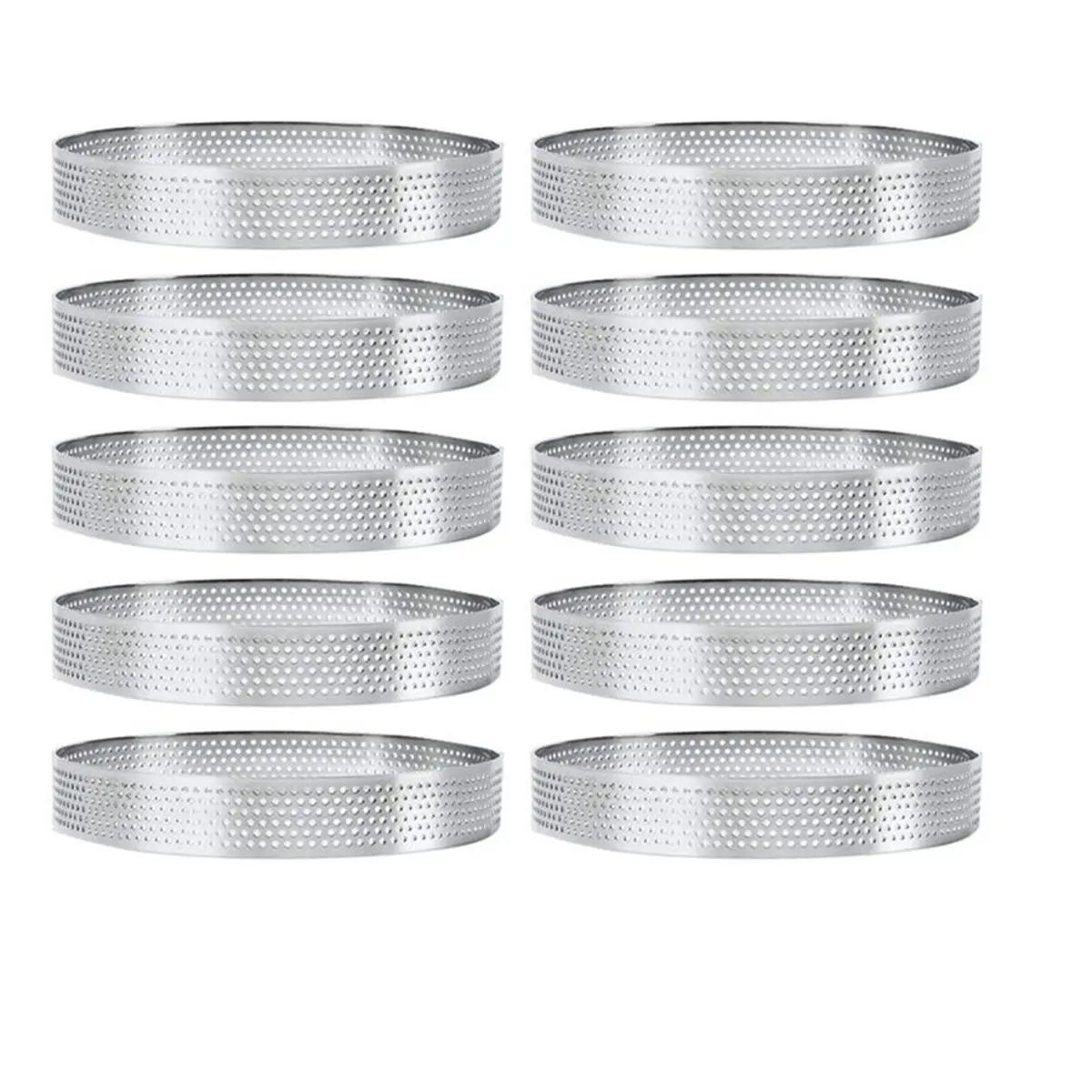 A013 10Pcs 15cm Circular Tart Rings with Holes Stainless Steel Fruit Pie Circle Cake Ring Mousse Mold Kitchen Baking Mould