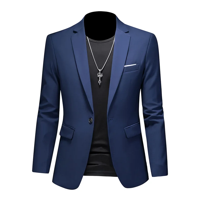 Plus Size M-6XL Men Business Casual Blazer Solid Color Suit Jacket Dress Work Clothes Oversize Coats Male Brand Clothing Tuxedo