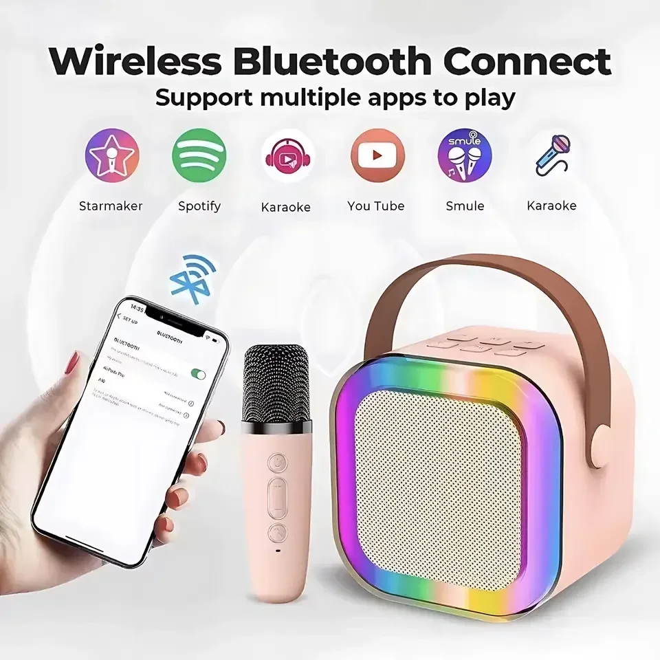 

NEW Hot K12 Bluetooth Speaker Portable Home Cute Karaoke Mini Wireless Audio with Microphone K Song Family Singing Machine ﻿