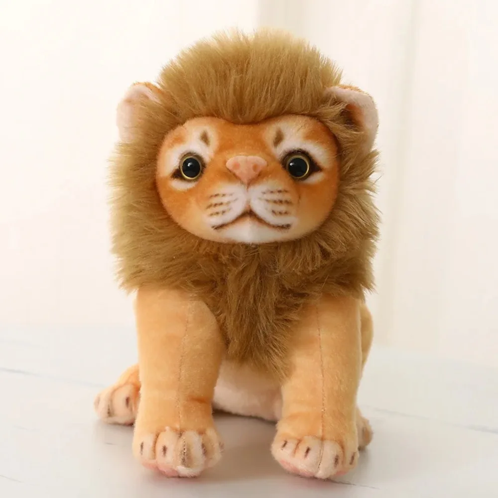 Forest Animal Simulation Male Lion Plush Toys Soft Plush Doll Lifelike Male Lion Stuffed Dolls 23/28cm Lion