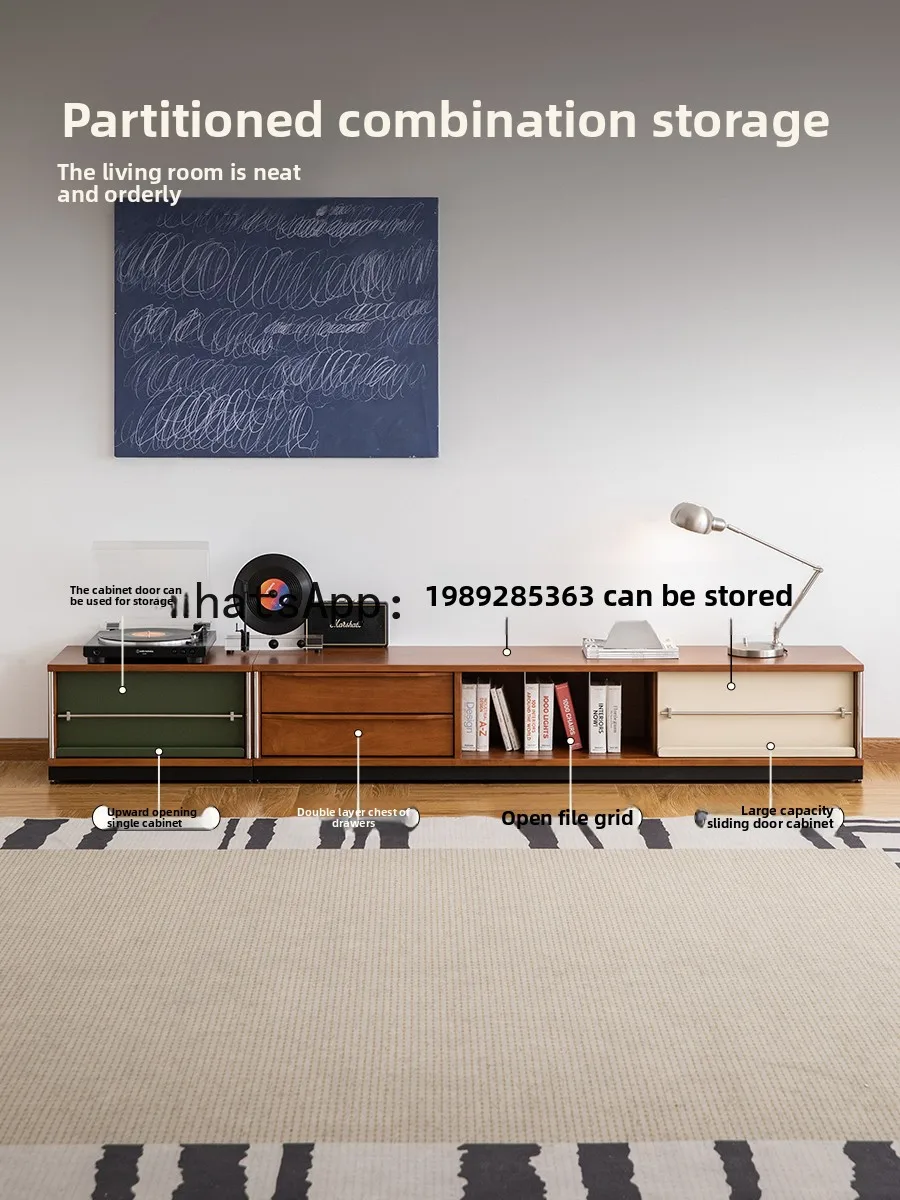 YFY Mid-Century Style Solid Wood Combination TV  Floor-Standing Living Room Home Integrated Small Apartment Storage